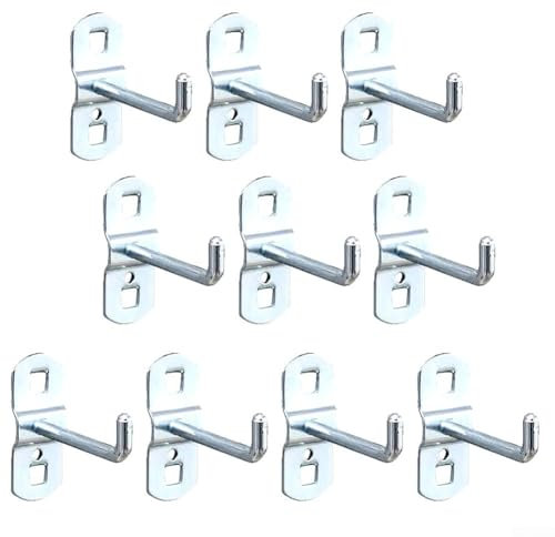 ARMYJY Efficient Storage Solution, Set of 10 Slanted Perforated Wall Hooks, 50mm Size