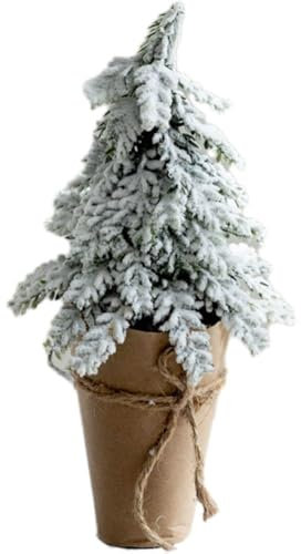 Vobumix Mini snö frostträd julgran skrivbordsprydnad mini julgran flockande vit julgransdekorationer