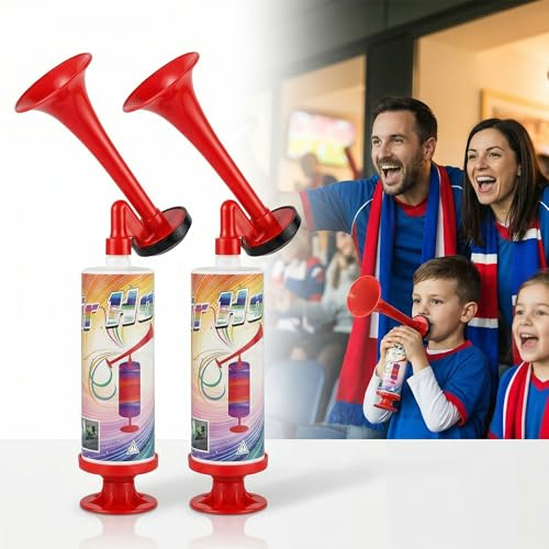 Yootiko 2 Stück Laut Air Horn, Luftdruck Fanfare Handheld Luftdruck Fanfare Pumpe Klassische Air Horns signalhorn Krachmacher Signal Horn für Fussball Fanfare Druckluft Tröte Fanfare Drucklufthorn