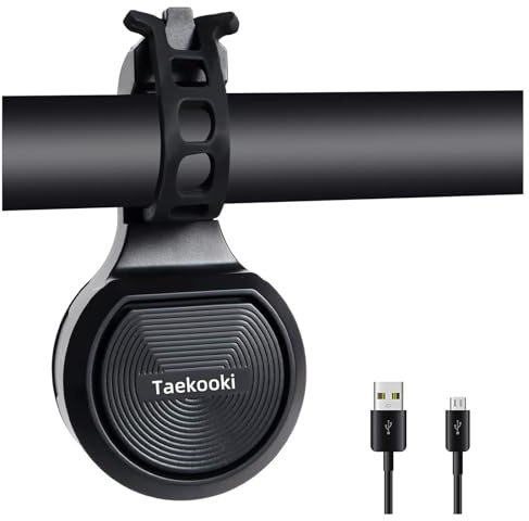 OCCOUMR Campanello Elettronico per Bicicletta, 80-120 dB, Impermeabile IPX6, USB Ricaricabile, Nero, Montaggio su Manubrio, 22-32 mm
