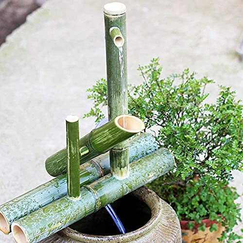 uhyOHF Bamboo Fountain kit,Landscape Decoration, Bamboo Water Fountain with Pump OutdoorPond Decor Rocking Spout Handmade,Length30cm Decoration(