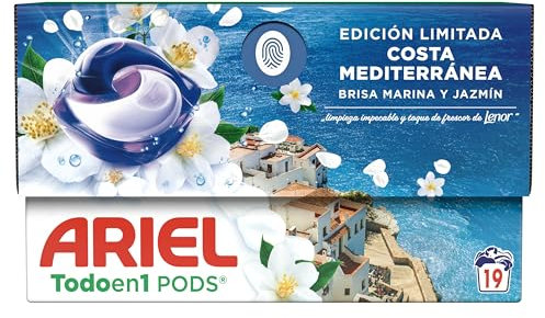Ariel Todo en 1 PODS Brisa Marina Y Jazmín, Detergente Líquido En Cápsulas, 19 Lavados