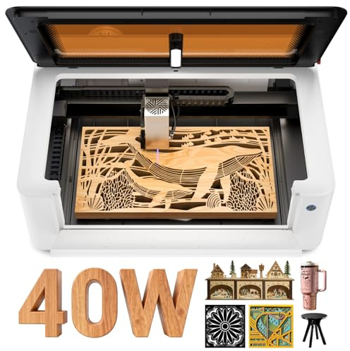 LaserPecker LX2 40W Laser Cutter Engraver, 1000mm/s High-Speed Engraving, 12MP Camera for Metal Wood Acrylic Curved Surface/Batch Engraving for DIY SMB Commercial Bulk Customization