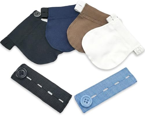 4 Pièces Extensions de Taille Élastiques Ajustables pour Grossesse, Kit d’Extension de Ceinture avec 2 Boutons, Accessoire Confortable, Élastique pour Pantalon et Jean Femmes et Hommes, 4 Couleurs