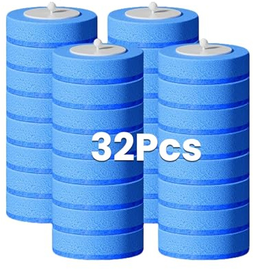 32 Recambios Escobilla WC con Detergente, Cabezales de Esponja para Escobillas de Baño Desechables, Rellenos de Limpieza Higiénica para Inodoro, Lavabo y Bañera (32 recambios)