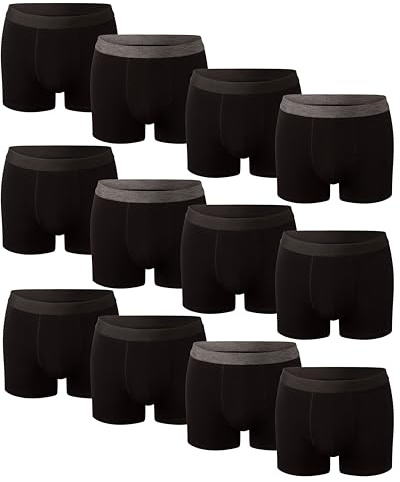 Bonjour Men's Fitted Hipsters Boxer, L, Black, Pack of 12