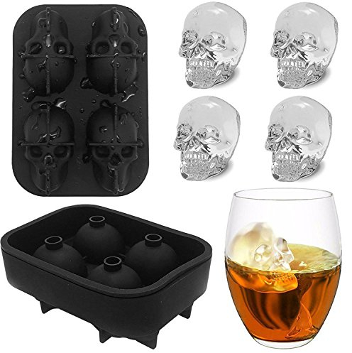 Ice Cube Tray with Lid, 3D Stereo Skull Silicone Mold Bar Personality Creative, Ice Molded Ice Box, Used for Drinks and Drinks