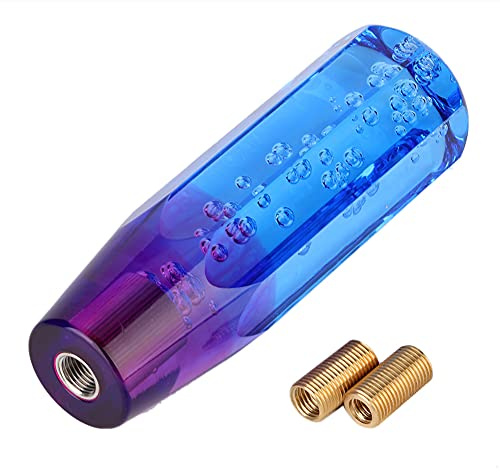 Shift Knob, Two-Color Crystal Bubble Manual Shift Stick, Gear Shifter Universal Manual Gear Stick Lever Head Compatible with 8mm 10mm Threaded Fittings (Blue Purple),Gear Shift Head,Shift Accessories
