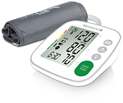 medisana BU A52 connect Blodtrycksmätare för överarmen, exakt blodtrycks- och pulsmätning med minnesfunktion och Bluetooth-app, visning av oregelbundna hjärtslag med stor manschett 23-43 cm