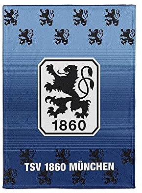 TSV 1860 München Flanelldecke - Logo - blau Kuscheldecke Decke - Plus Lesezeichen Wir lieben Fußball
