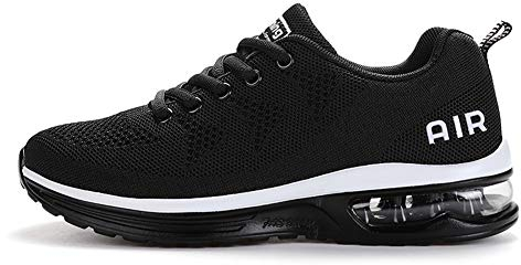 sotirsvs Herren Damen Sportschuhe Laufschuhe Straßenlaufschuhe Sneaker mit Luftpolster Turnschuhe Atmungsaktiv Leichte Schuhe Black 34 EU