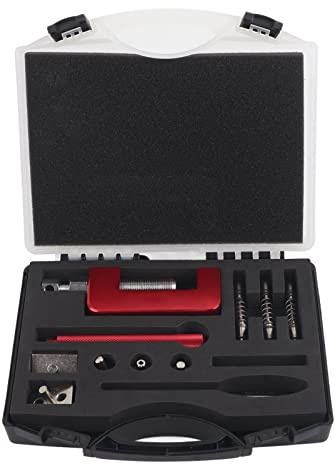12PCS Moto Bike Cam Drive Chain Breaker Riveter Rivet Rivetage Cutter Kit D'outils de Réparation Ensemble Universel avec Boîte de Rangement pour ATV Dirt | Outil de séparation de chaîne en acier allié, 3 tailles de goupilles universelles, pour moto, vélo, ATV