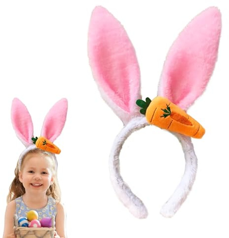 LXONTSG Bandeaux Oreilles Lapin Peluche, Bandeau Oreilles Lapin Pâques, Cosplay Lapin Bandeau, Oreilles de Lapin Bandeau, Fête Lapin Oreilles Bandeau, Pâques Accessoire de Déguisement (Rose)
