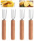 Lot de 4 fourchettes à praline, fourchettes à pommes de terre en acier inoxydable de qualité supérieure, manche en bois de hêtre, couverts à salade en acier inoxydable, couverts à pommes de terre