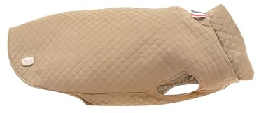 Record - Impermeabile per Cani Brandy. Cappotto con chiusura con Velcro ed Elastici Regolabili per Zampe. Cappottino invernale per cani caldo e comodo | Beige, S, Lunghezza dorso 35 cm