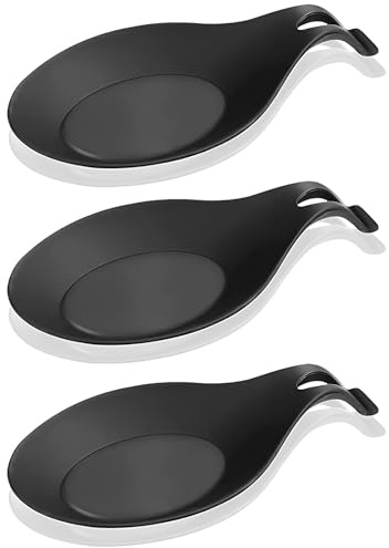 Pyuyan Reposacucharas de silicona, 3 unidades, reposa cucharas de cocina, soporte para cuchara de silicona, soporte para utensilios de cocina, reposacucharas, para cocina, casa, comedor