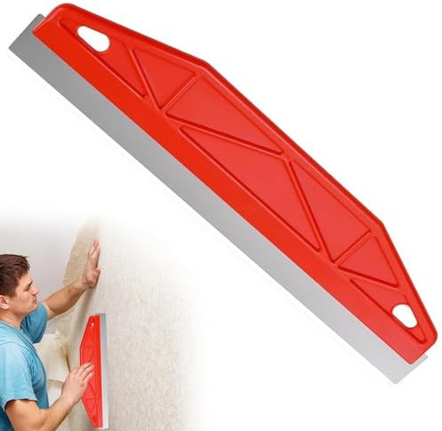 Paint Trim Guard 12 Inch Wallpaper Scraper Edge Painting Tool skirting Board Painting Tool Paint Shield Multi-Purpose Stainless Steel Perfect for Cutting in Precision Smearing Repairing (Red)