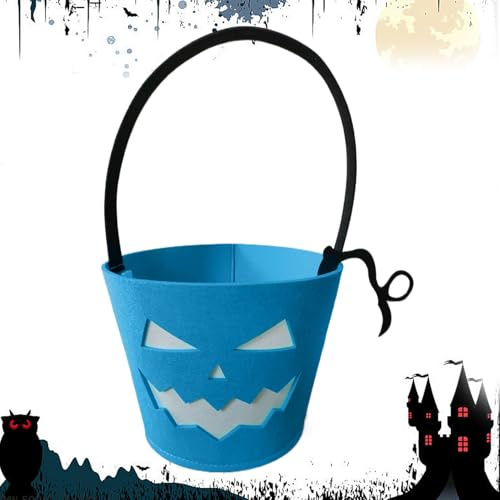 Secchiello Per Caramelle Di Halloween - Sacchetto Luminoso Per Caramelle Per Dolcetto O Scherzetto 24x16x16 Cm, Secchiello Per Multiuso Pieghevole Per Oggetti Di Scena E Conservazione, Cestino P