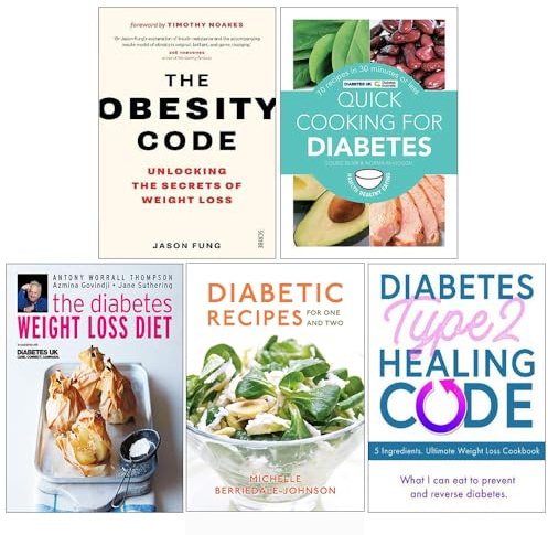 The Obesity Code, Quick Cooking For Diabetes, The Diabetes Weight Loss Diet, Diabetic Cooking For One And Two, Diabetes Type 2 Healing Code 5 Books Collection Set