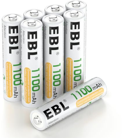 EBL AAA Batterie Ricaricabili 1200 Tech, Pile Ricaricabili AAA 1100mAh Ni-MH 1.2V con Comodo Astuccio