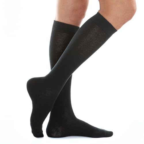 MERITEX Calze Donna Lunghe in Caldo Cotone - 6 Paia Taglia Unica, Morbide e Confortevoli, Polsino Morbido, Punta e Tallone Rinforzati, Cuciture Piatte