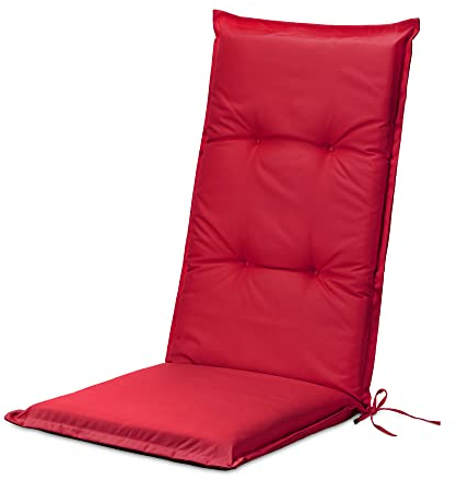 JEMIDI 1x Gartenstuhl Auflage Polster - 100% Polyester Hochlehner Stuhlauflage mit Bändern - wasserabweisend pflegeleicht - mit Schaumstofffüllung - 120x50cm