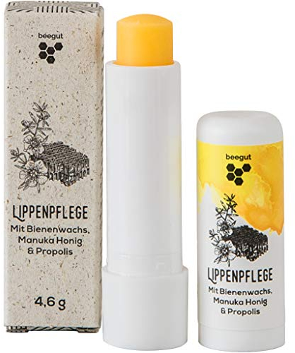 beegut Manuka Lippenpflege – Lippenbalsam mit Manuka Honig MGO 400+, Propolis & Bienenwachs – spendet Feuchtigkeit & schützt intensiv – natürliche Lippenpflege für sehr trockene Lippen