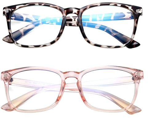 Hycredi Kids Glasses Blue Light Blocking Anti Eye Fatigue UV Protection for Gaming TV Phone Boys Girls, A2 x pack 2 (leopard + pink transparent), 48-15-127