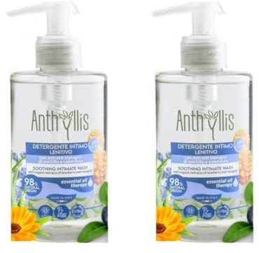 Anthyllis Intimate Wash Organic & Vegan for Sensitive Skin 2 x 300ml | 98% natural ingredients, dermatologically tested, pH balanced for gentle daily feminine hygiene and sensitive skin