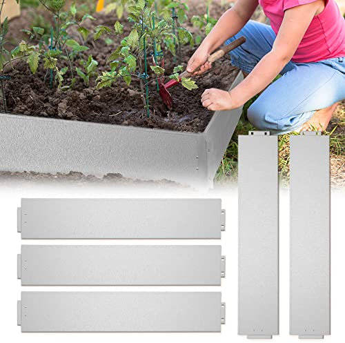 Froadp 15cm di Altezza Bordi in Metallo per Prato, Bordature da Giardino Zincati Lunghezza 100cm, Palizzate in Argento, Barriera da Giardino Anti-raccolta, Separatore per Piante Ortaggi Verdure (20m)