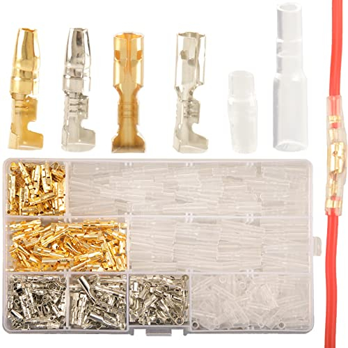 400pcs Bullet Connectors Kit, 3.9mm Bullet Terminals with Insulation Cover, Brass Bullet Wire Connectors Male and Female Crimp Terminals, Car Bike Automotive Motorcycle Electrical Cable Connector kit