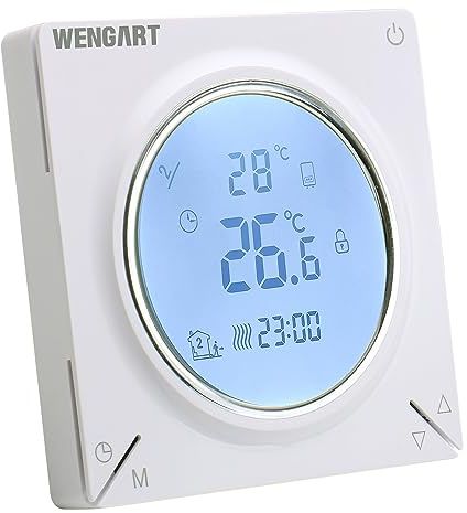 Wengart Warmwasserbereitungsthermostat WG106,Wöchentliche Programmierung,Digitales LCD-Display,Einfache Bedienung,Geeignet für Warmwasser-Heizsysteme,Energieeinsparung,Verknüpfbarer Gaskessel