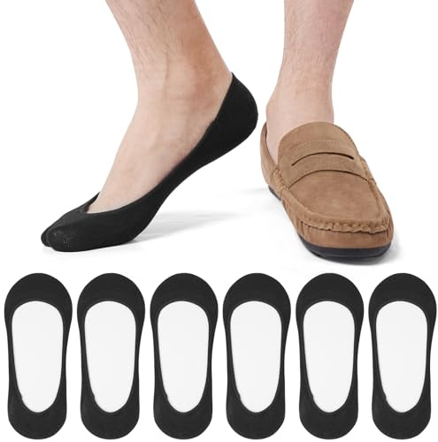Blu Ninfee No Show Socks Mens 9-12 6-8, Invisible Loafer Socks for Men | 6 Pairs Ultra Low Cut Trainer Socks, Non Slip Secret Hidden Socks Men, Multipack Liner Footsies for Summer