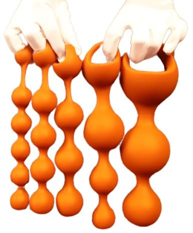 Guspiun Silikon Analkugeln Gold Anal Kette Masturbator mit Zugring 5 Größen verfügbar Analdehner SM Extrem Buttplug Duschen Sexspielzeug für Männer und Frauen (XXL)