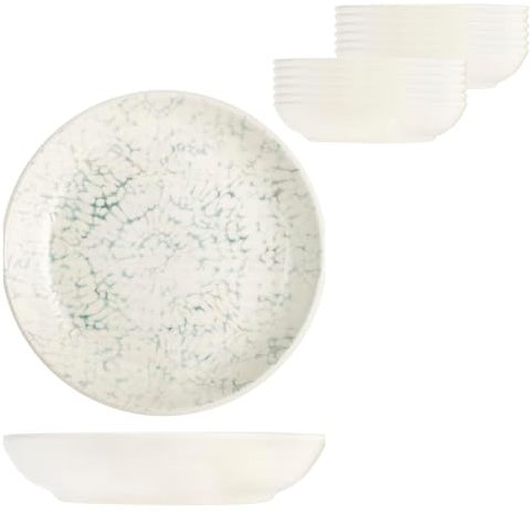 H&H-Set 12 Piatti fondi, linea Giove, 20,5 cm, in stoneware, lavabili in lavastoviglie