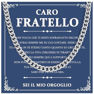 Cheerslife Regalo Fratello Collana Fratello Collana Uomo Catena Acciaio Inossidabile Catena Cubana Grande Sottile Collane Uomo Regalo Natale Compleanno