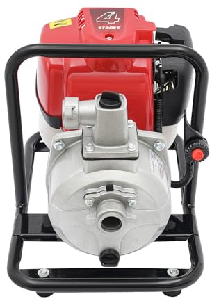 Queeucaer 4-Stroke 1 Inch Petrol Water Transfer Pump 8000L/H With Hose Clamps And Fittings, Gasoline Engine Water Pump, Metal Style
