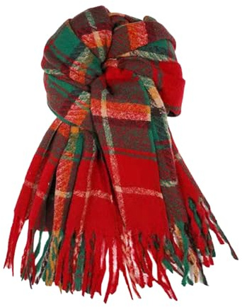 Bufanda A Cuadros De 1 Pieza, Bufanda Con Borlas, Bufanda Retro, Bufanda Cálida, Bufanda De Invierno, Bufanda Clásica Y Versátil