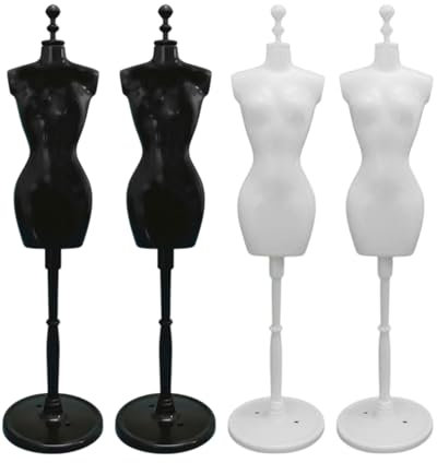 LEEQ 4pcs Manichino da Sartoria Femminile per Bambole, Sartoria, Sartoria, manichino da Donna, con Supporto per Display, Modello Mannequin per casa delle Bambole Fai da Te, Decorazione
