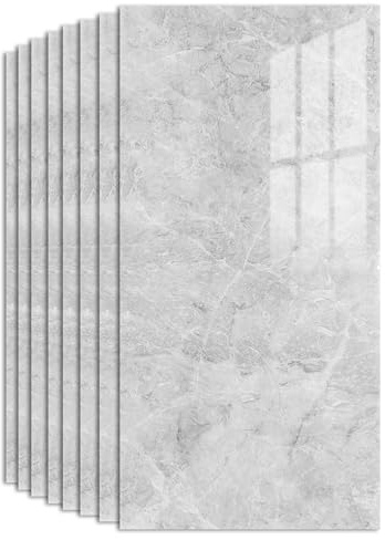 Fliesenaufkleber Marmor, 60cm x 30cm Klebefliesen Wasserfest, 40 Stück Selbstklebende Wandpaneele mit Steinoptik für Küche und Badezimmer (Karen Grau)
