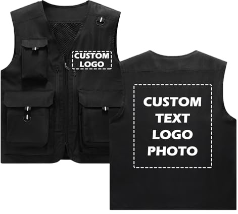 WUWWUT Custom Men's Outdoor Fishing Vest Quick Dry multi pocket Utility Vest Breathable Sleeveless Waistcoat Photography Camping Hiking Travel Hunting Cargo Gilet