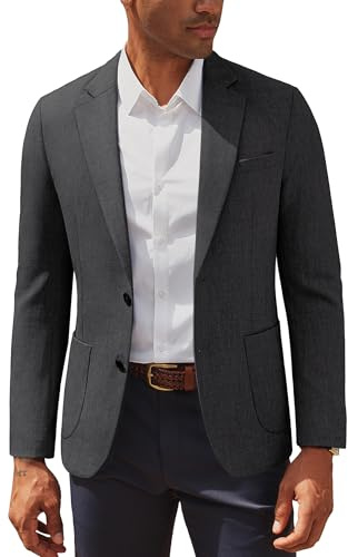 PJ PAUL JONES Blazer Bsusinnes para hombre, chaquetas de traje con un botón, abrigos deportivos casuales, Negro De Humo, L