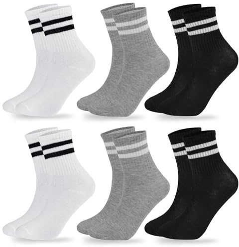 Leikedun 6 Paia Calzini Sportivi Donna, Calzini Donna Cotone 34-39 Traspiranti, Elegante Confortevole Calzini Alti, Morbido Calzini Ragazza da Tempo Libero Sport Fitness