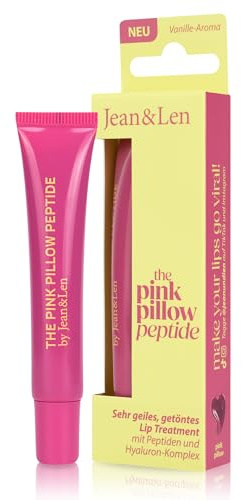 Jean & Len Lip Treatment Pink Pillow, vegan, 10 ml | Lätt tonad läppvård med gloss-finish, peptider för synlig plumping-effekt, vaniljarom, inte kladdig