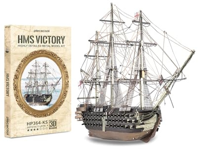 Piececool Metal 3D Puzzle HMS Victory 3D Metal Model Kit, High-Difficulty Model Kit Jigsaw for Adults, Diy Craft,Assembly is required, No adhesive required, 389pcs