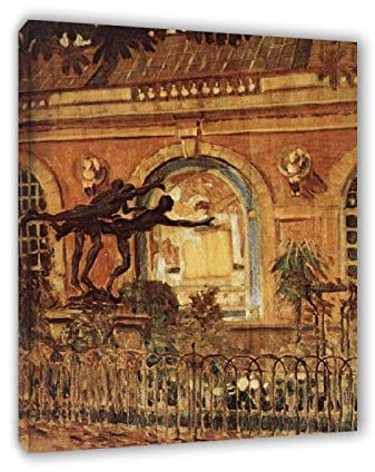 Cuadros Reproducción del Parque 'El Canterer de Luxemburgo' de Grant Wood-famosas pinturas al óleo–Impresión sobre Lienzo-decoración de pared enmarcado listo para colgar 70x90cm(28x35in)