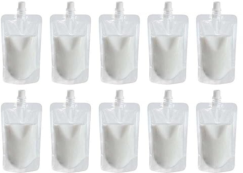 10 Clear Reusable Drink Pouches - Travel Flasks for Alcohol, Liquor, Juice & More - Hot/Cold Beverage Containers