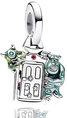 HAEPIAR S925 plata esterlina colgante colgante abalorios grandes ojos y el monstruo verde para pulseras y collares para mujeres niñas amigos