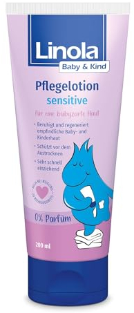 Linola Baby & Kind Pflegelotion sensitive - 1 x 200 ml - Für Gesicht und Körper | pflegende Hautcreme für sensible Baby- und Kinderhaut