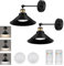 LABOREDUCER Battery Operated Wall Lights Black,Wireless Industrial Vintage LED Wall Lights Set of 2,Retro Rustic Wall Light Indoor with Remote for Bedside Bedroom Farmhouse Hallway
